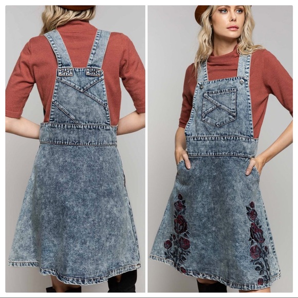 Vintage 80's Stone Washed Coverall Denim Dress - Picture 6 of 9